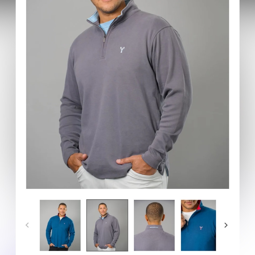 The Hamptons Men's Gray Quarter-Zip Pullover with Logo XL